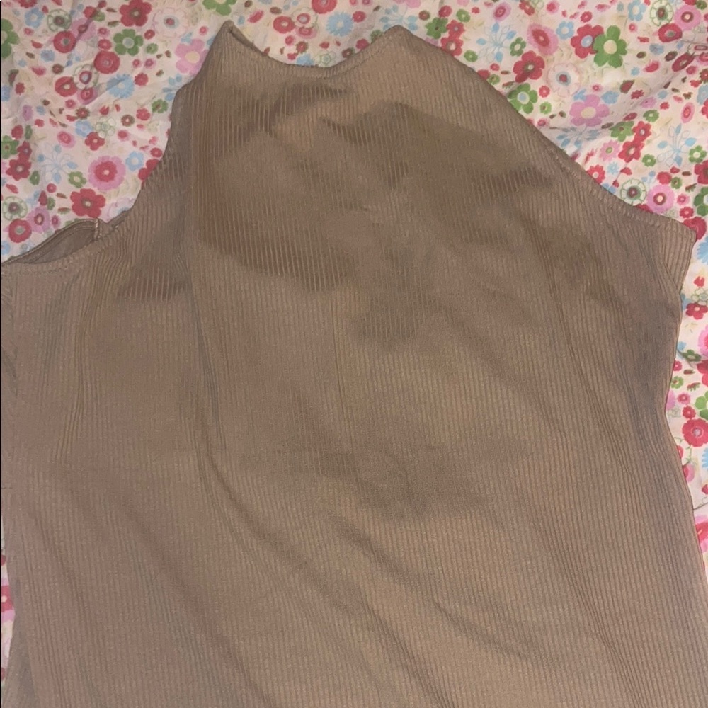 Brown Ribbed Sleeveless dress